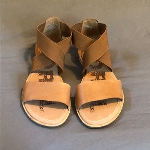 Brown Leather Sorel Sandals, Size 9